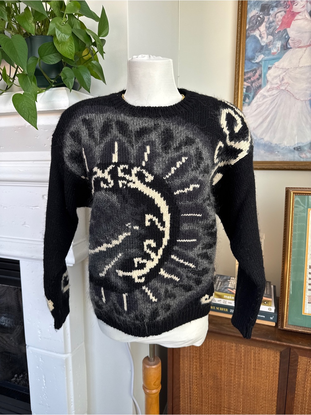 Vintage Mohair Sun Moon Graphic Sweater